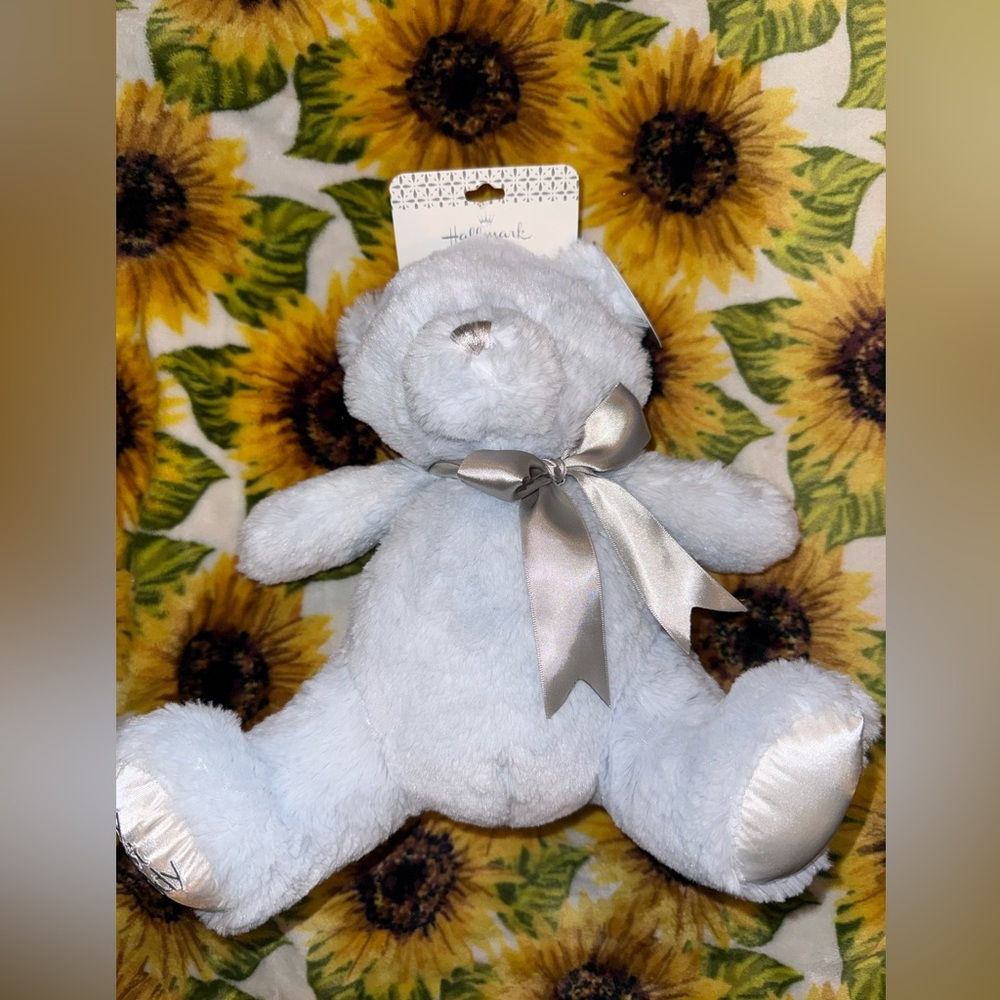 Hallmark Light blue Plush Teddy with Satin Silver Bow
